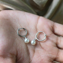 Load image into Gallery viewer, READY TO SHIP Freshwater Pearl Clip-On Hoop Earrings - Stainless Steel FJD$