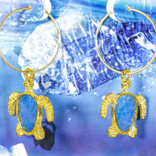 Load image into Gallery viewer, Recycled Ocean Plastic Turtle Earrings - Gold Plated Stainless Steel FJD$