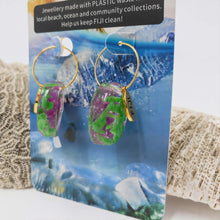 Load image into Gallery viewer, Recycled Ocean Plastic Hoop Earrings - Gold Plated Stainless Steel FJD$