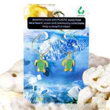 Load image into Gallery viewer, Recycled Ocean Plastic Turtle Earrings - Gold Plated Stainless Steel FJD$
