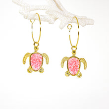 Load image into Gallery viewer, Recycled Ocean Plastic Turtle Earrings - Gold Plated Stainless Steel FJD$