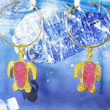 Load image into Gallery viewer, Recycled Ocean Plastic Turtle Earrings - Gold Plated Stainless Steel FJD$