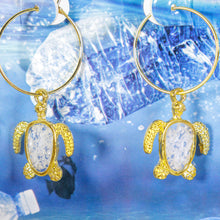 Load image into Gallery viewer, Recycled Ocean Plastic Turtle Earrings - Gold Plated Stainless Steel FJD$