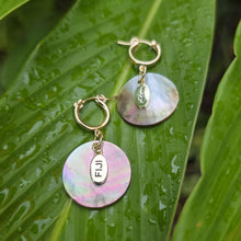 Load image into Gallery viewer, READY TO SHIP Mother of Pearl Huggie Earrings - 14k Gold Fill FJD$