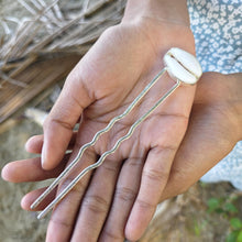 Load image into Gallery viewer, READY TO SHIP Bezel Set Shell Hairpin - 925 Sterling Silver FJD$