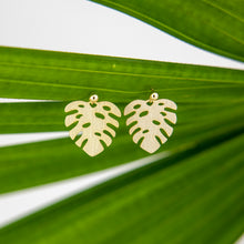 Load image into Gallery viewer, READY TO SHIP Monstera Stud Earrings - 18k Gold Vermeil FJD$