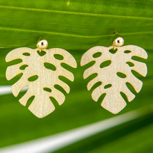 Load image into Gallery viewer, READY TO SHIP Monstera Stud Earrings - 18k Gold Vermeil FJD$