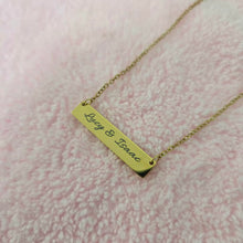 Load image into Gallery viewer, Engravable Bar Necklace - Silver or Gold Waterproof Stainless Steel FJD$