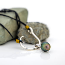 Load image into Gallery viewer, READY TO SHIP Graded Civa Fiji Pearl Fish Hook Necklace #EP2110 - Nylon & 925 Sterling Silver FJD$