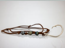 Load image into Gallery viewer, CONTACT US TO RECREATE THIS SOLD OUT STYLE Fish Hook & Pearl Trio Necklace - 925 Sterling Silver & Faux Suede FJD$