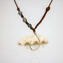 Load image into Gallery viewer, CONTACT US TO RECREATE THIS SOLD OUT STYLE Fish Hook & Pearl Trio Necklace - 925 Sterling Silver & Faux Suede FJD$