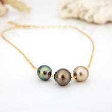 Load image into Gallery viewer, READY TO SHIP Fiji Saltwater Pearl Trio Necklace - 14k Gold Fill FJD$