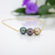 Load image into Gallery viewer, READY TO SHIP Fiji Saltwater Pearl Trio Necklace - 14k Gold Fill FJD$