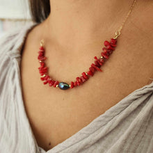 Load image into Gallery viewer, READY TO SHIP Red Coral & Freshwater Pearl Necklace - 14k Gold Fill FJD$