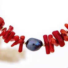Load image into Gallery viewer, READY TO SHIP Red Coral & Freshwater Pearl Necklace - 14k Gold Fill FJD$