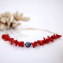 Load image into Gallery viewer, READY TO SHIP Red Coral & Freshwater Pearl Necklace - 14k Gold Fill FJD$