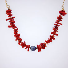 Load image into Gallery viewer, READY TO SHIP Red Coral & Freshwater Pearl Necklace - 14k Gold Fill FJD$