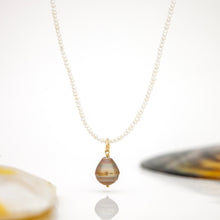 Load image into Gallery viewer, READY TO SHIP Freshwater Pearl Necklace with Civa Fiji Pearl Pendant - 14k Gold Fill FJD$