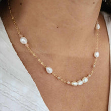 Load image into Gallery viewer, READY TO SHIP Freshwater Pearl & Faceted Glass Beads Necklace in 14k Gold Fill - FJD$