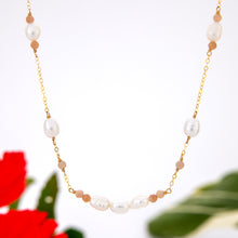 Load image into Gallery viewer, READY TO SHIP Freshwater Pearl & Faceted Glass Beads Necklace in 14k Gold Fill - FJD$