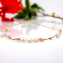 Load image into Gallery viewer, READY TO SHIP Freshwater Pearl & Faceted Glass Beads Necklace in 14k Gold Fill - FJD$