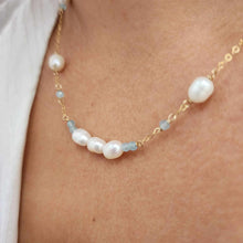 Load image into Gallery viewer, READY TO SHIP Freshwater Pearl & Faceted Glass Beads Necklace in 14k Gold Fill - FJD$