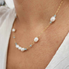 Load image into Gallery viewer, READY TO SHIP Freshwater Pearl & Faceted Glass Beads Necklace in 14k Gold Fill - FJD$