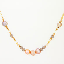 Load image into Gallery viewer, READY TO SHIP Freshwater Pearl & Labradorite Faceted Beads Necklace in 14k Gold Fill - FJD$