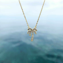 Load image into Gallery viewer, READY TO SHIP Palm Tree Necklace with Cz Stone Detail - 18k Gold Vermeil FJD$