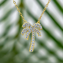 Load image into Gallery viewer, READY TO SHIP Palm Tree Necklace with Cz Stone Detail - 18k Gold Vermeil FJD$