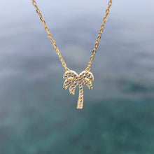 Load image into Gallery viewer, READY TO SHIP Palm Tree Necklace with Cz Stone Detail - 18k Gold Vermeil FJD$