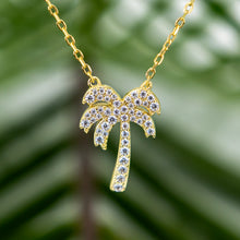 Load image into Gallery viewer, READY TO SHIP Palm Tree Necklace with Cz Stone Detail - 18k Gold Vermeil FJD$