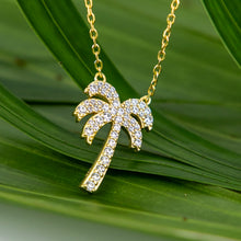 Load image into Gallery viewer, READY TO SHIP Palm Tree Necklace with Cz Stone Detail - 18k Gold Vermeil FJD$