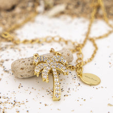 Load image into Gallery viewer, READY TO SHIP Palm Tree Necklace with Cz Stone Detail - 18k Gold Vermeil FJD$