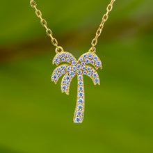 Load image into Gallery viewer, READY TO SHIP Palm Tree Necklace with Cz Stone Detail - 18k Gold Vermeil FJD$