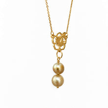 Load image into Gallery viewer, Civa Fiji Pearl Duo Hibiscus Necklace - Gold Plated over Stainless Steel FJD$