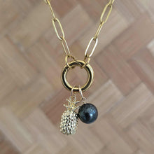 Load image into Gallery viewer, READY TO SHIP Civa Fiji Pearl Necklace with Pineapple Charm - Gold Plated over Stainless Steel FJD$