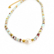 Load image into Gallery viewer, Freshwater Pearl & Bead Choker Necklace - Gold Plated over Stainless Steel FJD$