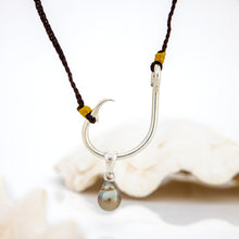 Load image into Gallery viewer, READY TO SHIP Civa Fiji Pearl Fish Hook Necklace - Nylon & 925 Sterling Silver FJD$