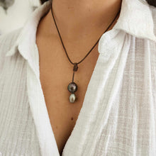 Load image into Gallery viewer, CONTACT US TO RECREATE THIS SOLD OUT STYLE Double Pearl Lariat Y-Necklace - Nylon & 925 Sterling Silver FJD$