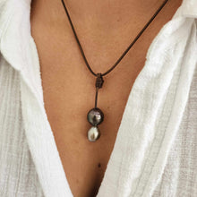 Load image into Gallery viewer, CONTACT US TO RECREATE THIS SOLD OUT STYLE Double Pearl Lariat Y-Necklace - Nylon & 925 Sterling Silver FJD$