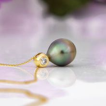 Load image into Gallery viewer, READY TO SHIP Graded Civa Fiji Pearl Necklace - Diamond & 14k Solid Gold FJD$