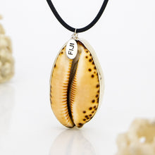 Load image into Gallery viewer, READY TO SHIP Unisex Bezel Set Cowrie Shell Necklace - 925 Sterling Silver & Rubber FJD$