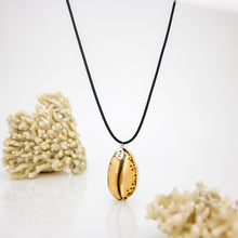Load image into Gallery viewer, READY TO SHIP Unisex Bezel Set Cowrie Shell Necklace - 925 Sterling Silver & Rubber FJD$