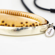 Load image into Gallery viewer, READY TO SHIP Unisex Bezel Set Cowrie Shell Necklace - 925 Sterling Silver & Rubber FJD$