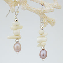Load image into Gallery viewer, READY TO SHIP Freshwater Pearl & Coral Earrings - 925 Sterling Silver FJD$