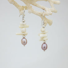 Load image into Gallery viewer, READY TO SHIP Freshwater Pearl & Coral Earrings - 925 Sterling Silver FJD$