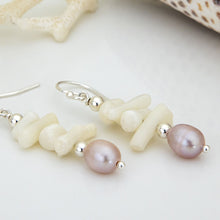 Load image into Gallery viewer, READY TO SHIP Freshwater Pearl & Coral Earrings - 925 Sterling Silver FJD$