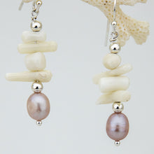 Load image into Gallery viewer, READY TO SHIP Freshwater Pearl & Coral Earrings - 925 Sterling Silver FJD$