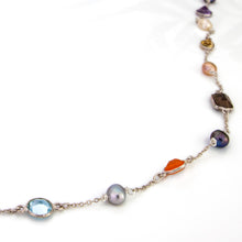 Load image into Gallery viewer, READY TO SHIP Bezel Set Semi Precious Stone & Freshwater Pearl Necklace Strand - 925 Sterling Silver FJD$